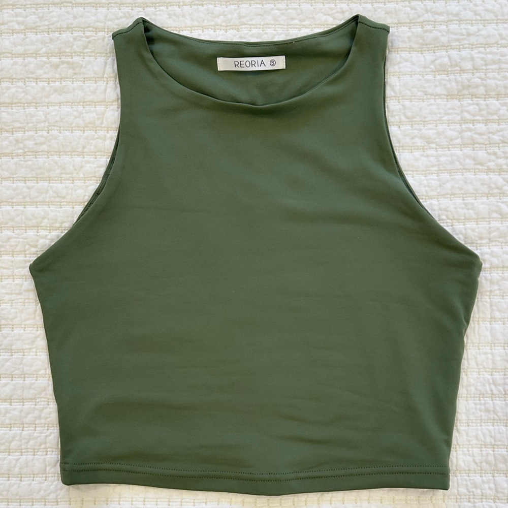 ReoRia Olive Green Sleeveless Crop Top